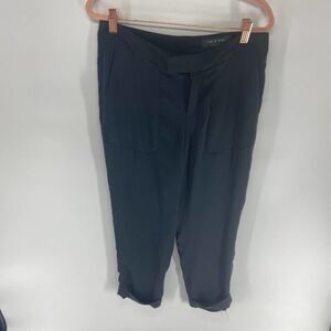 Rag and Bone Black Silky Cuffed Ankle Square Pocket Dress Trouser Pant womens 4